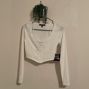 White waist lengh x small top